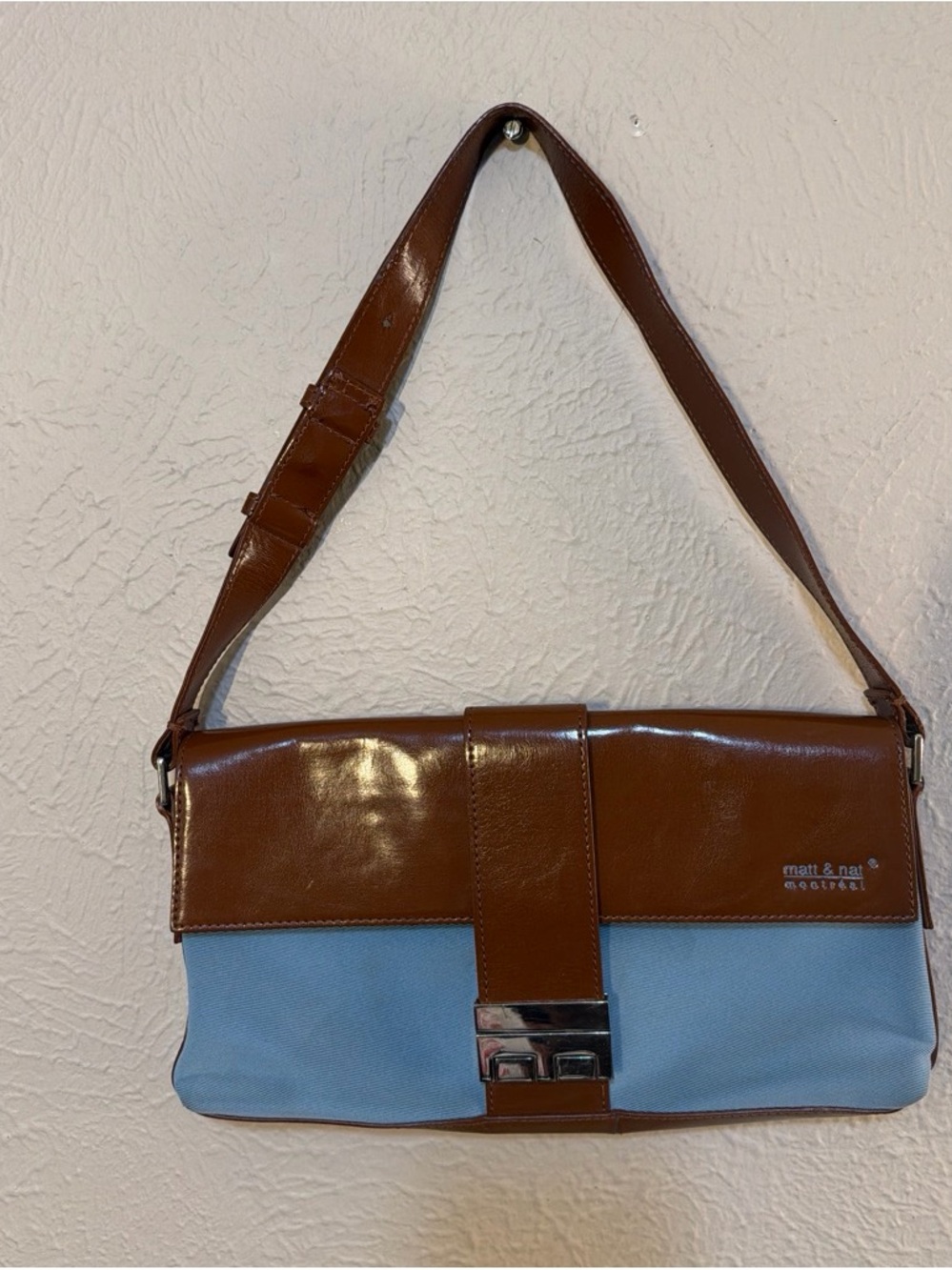 Matt & Nat Brown and Light Blue Two-Tone Shoulder Bag